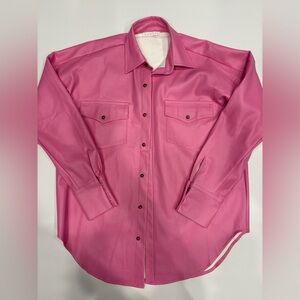 Karlie Pink Faux Leather Oversized Jacket